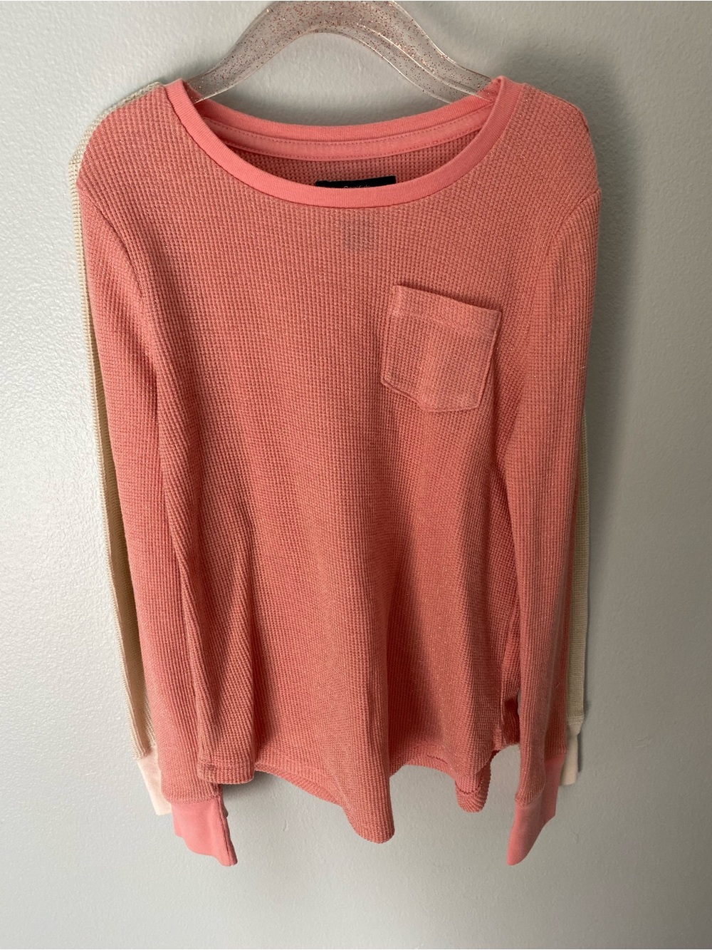 GAP Factory Coral Waffle-Knit Long Sleeve Tee